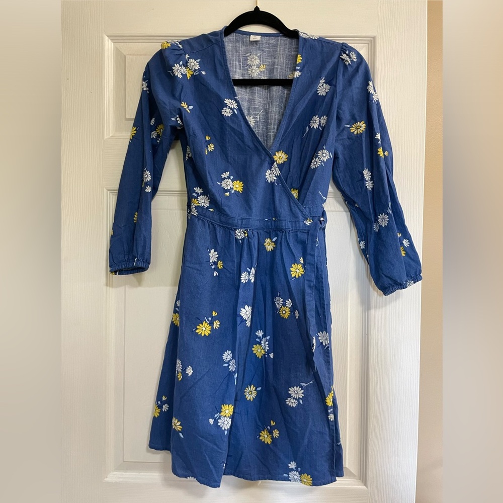Old Navy Blue Floral Long Sleeve Dress
